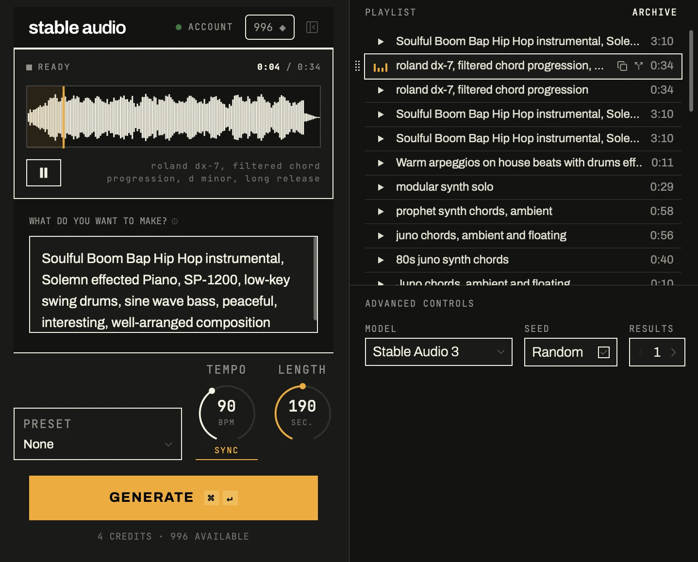 Stable Audio’s official Mac plugin screenshot shows its prompt, waveform, playlist, tempo and model controls.